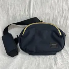【美品】AYANOKOJI　がま口ポシェット型　ボディバッグ　 ネイビー