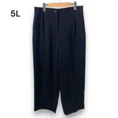 ワイド ストレートパンツ スラックス タック入り 5L 黒 春夏秋冬 Y206