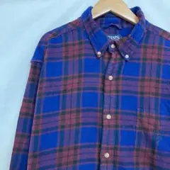 A706T チャップスアメリカ古着チェック柄ボタンダウン長袖ネルシャツメンズ
