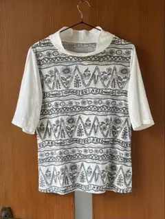 サン・フェルメール 五分袖 Tシャツ 花柄 コットン トップス 未使用品