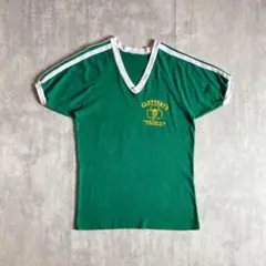 【80s vintage】リンガーT ラグラン　シングルステッチ　Vネック　古着