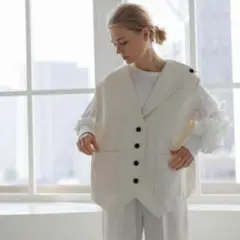 【美品】Cen. マリンベストジレホワイトブラックyori.cygne