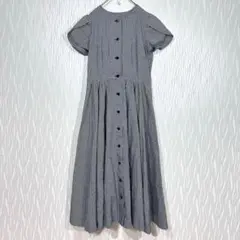 美品 シャツワンピース 半袖 白黒チェック ロング丈 コットン