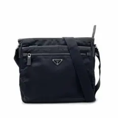 【美品】プラダ 斜め掛けショルダーバッグ ナイロン レザー ブラック 1Q6