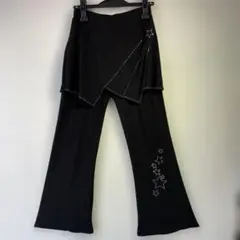 No.4580 ML 黒 星 ジルコン スカート一体型パンツ★社交ダンス