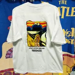 クッキーモンスター　Tシャツ メンズ　半袖　白地　ムンクの叫び　パロディ