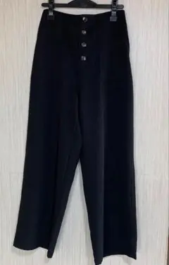 コルザ ハイウエスト パンツ 黒 ボタン付き 美品 L