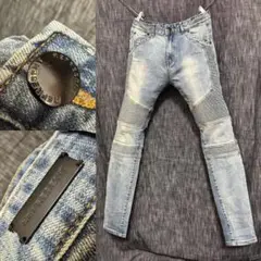 REPRESENT ストレッチ　ダメージ加工　バイカーデニム　ジーンズ　スキニー