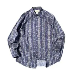 90s TRAVELSMITH コットン L/S シャツ 総柄 L USA製