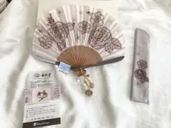 【訳あり】京都　白竹堂 扇子 ピンク 花柄 刺繍 レディース 未使用