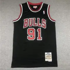 NBAシカゴ・ブルズ ロッドマン 91番 ユニフォーム 刺繍ロゴ
