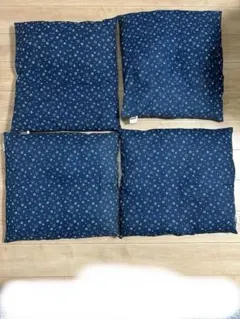 ニトリ　ネイビー　コバナ花柄　座布団4個セット