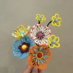 ビーズフラワー　ブーケ　一輪挿し