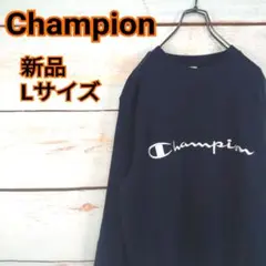 【Champion】 チャンピオン 刺繍デカロゴ スウェットトレーナー 紺色 L