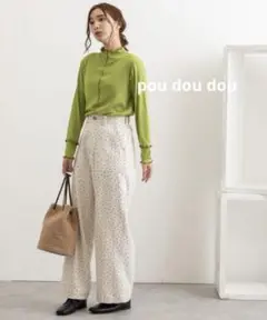 pou dou dou ハイウエストワークパンツ　小花柄 キナリ　サイズM