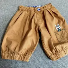 ウサギ刺繍ブラウンハーフパンツ