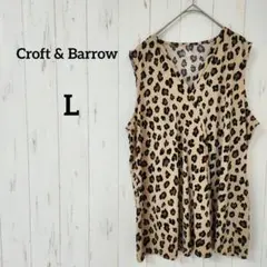 Croft & Barrow 【L】ヒョウ柄 ノースリーブVネック体型カバー