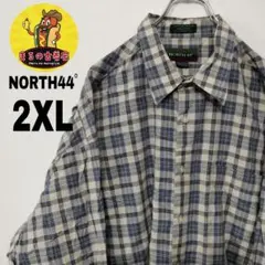USA古着 NORTH44゜ 長袖ボタンシャツ2XL　スモークブルーベージュ