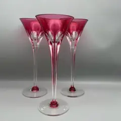 ピンクガラス製カクテルグラス 3個セット