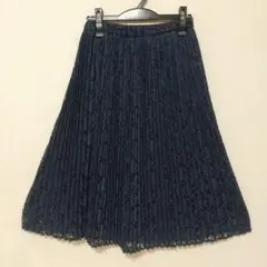 【新品未使用】アースミュージックアンドエコロジー レースプリーツロングスカート紺