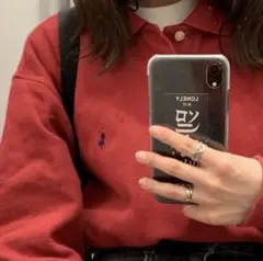 【Polo Ralph Lauren】古着 くすみレッド 長袖ポロシャツ