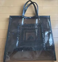 紀ノ国屋　クリアバッグL ブラック ビニールバッグ　透明　エコバッグ