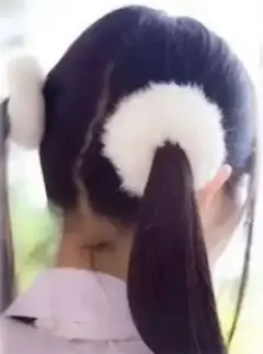 地雷 量産型 ヘアゴム しゅしゅ ふわふわ ぽんぽん ツインテール 2個セット