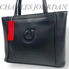 【美品】 CHARLES JOURDAN シャルルジョルダン トートバッグ 黒革