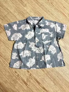 ムージョンジョン　ゾウ柄半袖シャツ　90