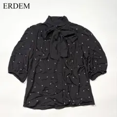 ERDEM アーデム パール ボウタイ シャツ シルク ブラック リボン モード