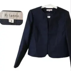 【未使用タグ付】Rifanne 東京ソワール ノーカラージャケット ラメツイード