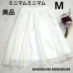 【美品】ミニマムミニマム ホワイト シアースカート M フレア 膝丈
