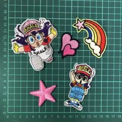 ✨刺繍アイロンワッペン✨アラレちゃん 5枚セット✨