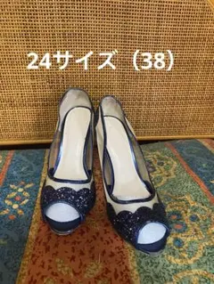 ⭐️グレースコンチネンタル　 グリッターオープントゥハイヒール38size⭐️