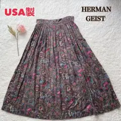 HERMAN GEIST 花柄 フレアロングスカート 総柄 USA製 M