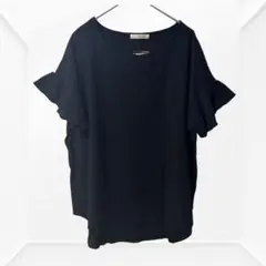 2216☆ silent worth トップス　袖フリル　ブラック　M コットン