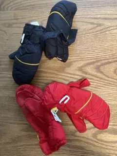 2点セット・子供用防水ミトン 黒 赤 2色セット