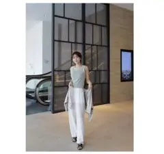 vallan Dot Pattern Cotton Tapered Pants