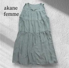 akanefemme ロングワンピース 前開き　フリル　ノースリーブ　M-L