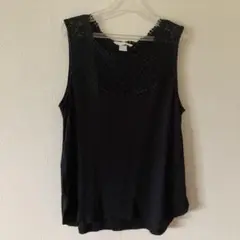 H&Mレディース黒ノースリーブカットーソ