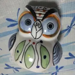 フクロウの陶器 貯金箱 置物 カラフル