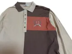 ブラック&ホワイト　長袖ポロシャツ サイズLL