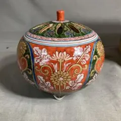 源右衛門 香炉 火舎付 有田焼 古伊万里 染付 丑 香道具一式 No2 源右衛門 香炉 火舎付 有田焼 古伊万里 染付 丑 香道具一式