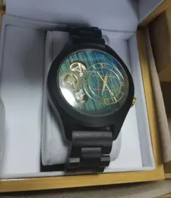完売 NOZ ノズ ラブラドライト 42mm エボニー天然木バンド バター付 36mm】数量僅か クオーツモデル／ラブラドライト エボニー天然木