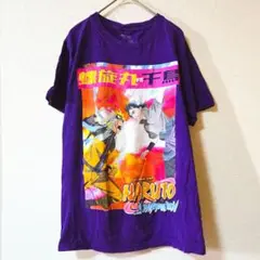 NARUTO ナルト vs サスケ グラフィック Tシャツ 紫色 半袖