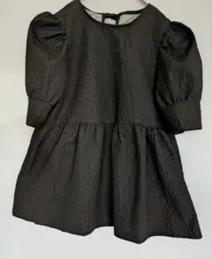 新品！★ ふくれジャガードペプラムトップス★半袖★黒★ブラウス★バックリボン