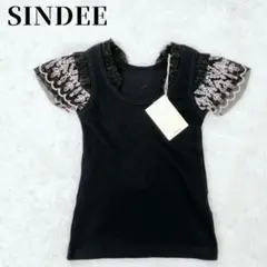 【新品✨】女の子　100 110 黒 刺繍 トップス 半袖 リブ SINDEE