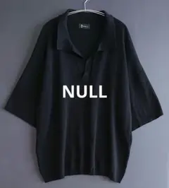 【ヌル/NULL】半袖ニットスキッパーポロシャツ 黒 L♪