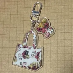 ヒスミニ　アクリルキーホルダー　お座りミニバッグ　白