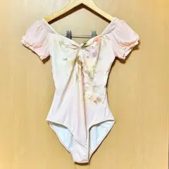 新品未使用 花柄フリル バレエレオタード ピンク M パッド付